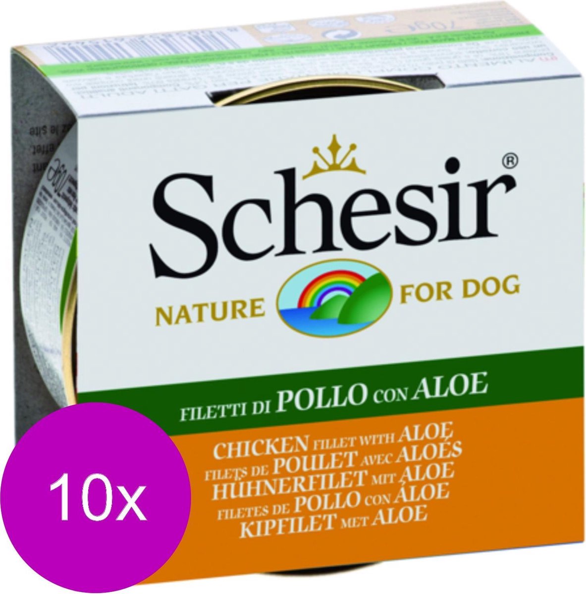 Schesir Hond Blik Gelei 150 g - Hondenvoer - 10 x Kipfilet&Aloë Vera