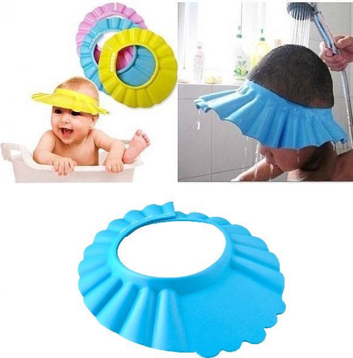 Douchekapje - Douche Shower Cap - Douche Kap - Baby / Kind Haarwas Hulp Kap - Douchecap Blauw