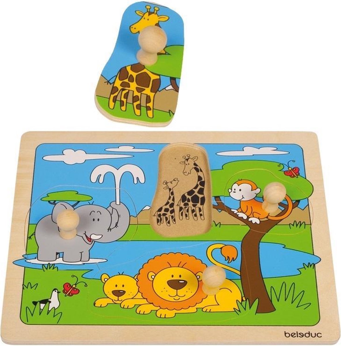 Beleduc Vormenpuzzel Safari Junior Hout 4 Stukjes