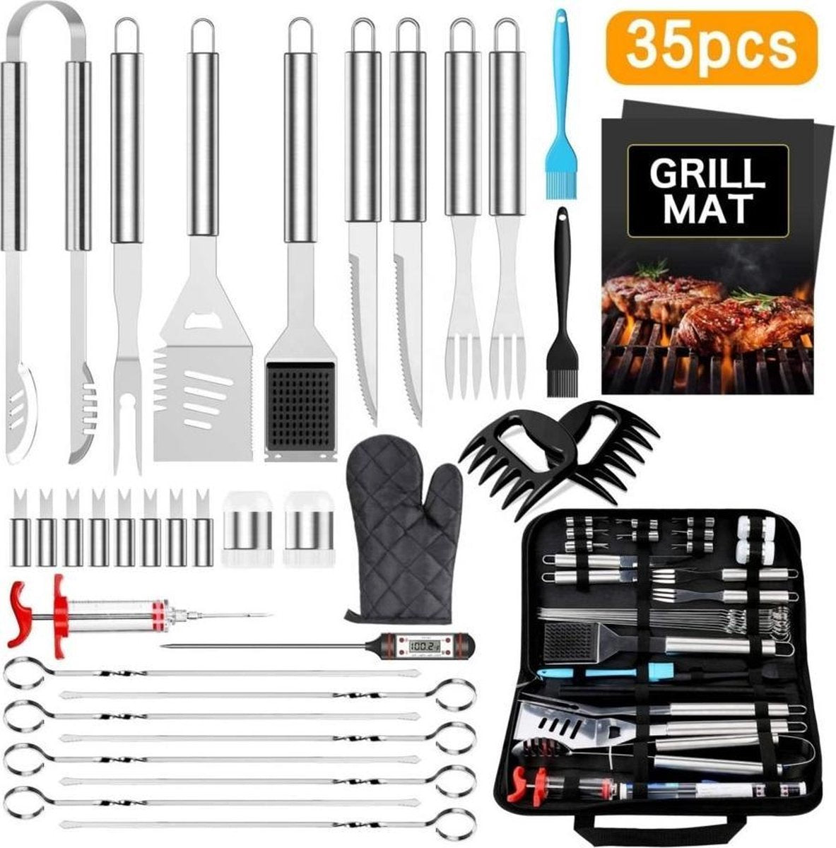 Luxe BBQ Gereedschap Accessoires-set - 35-delig - RVS