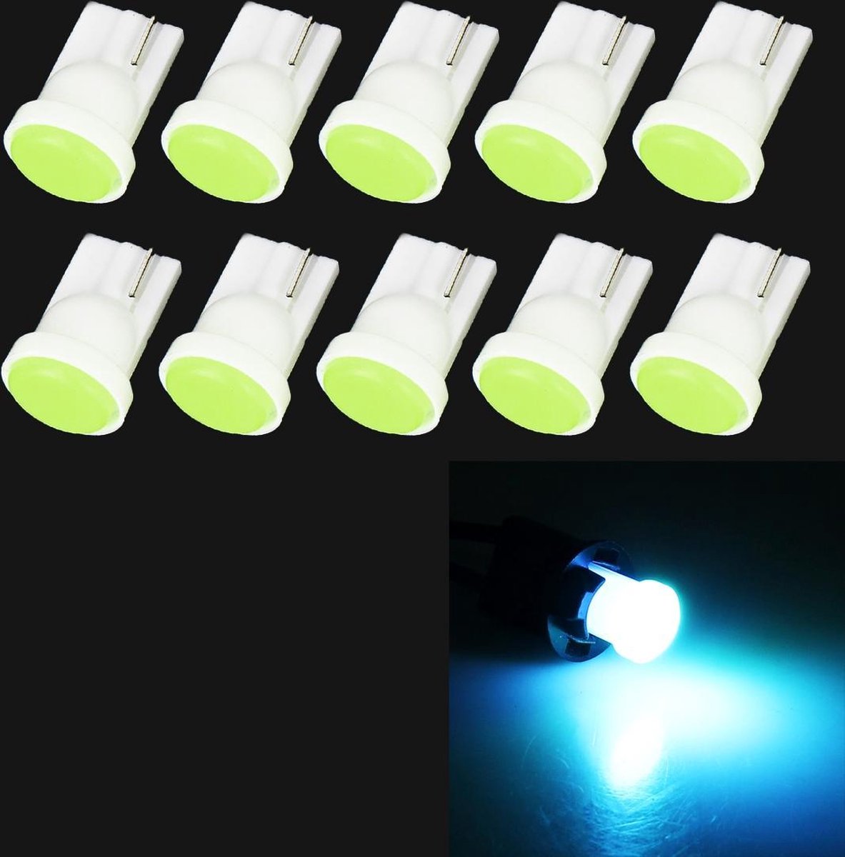 10 STKS T10 / W5W / 194/501/168 0.4 W 20LM 6500 K COB Lampen Auto Leeslamp Klaring Licht