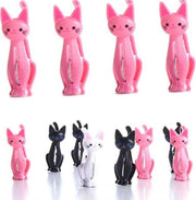 12 stuks wasknijpers katten roze - zwart - wit