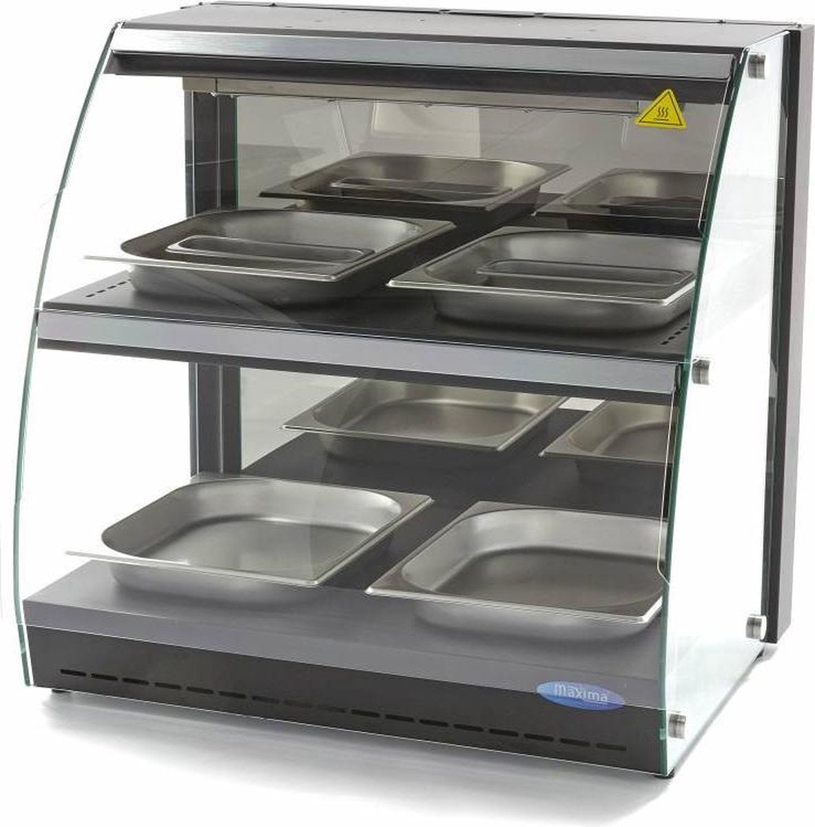Warmhoudvitrine 4x 1/2 GN - 63 cm - 2 Etages Gesloten - RVS - Temperatuur 30 tot 90 Graden - Glazen Deuren - Horeca Warmhoudkast - Maxima