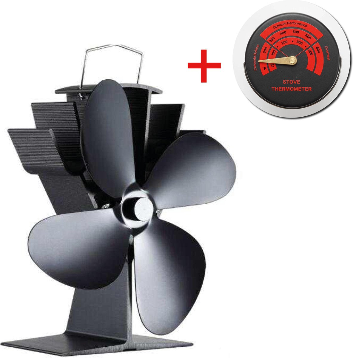 LotaHome®- Houtkachelventilator - Haardventilator -  Ecofan - COMBI DEAL - Inclusief Thermometer - Kachelventilator - Houtkachel Warmte Verspreider - Duurzaam