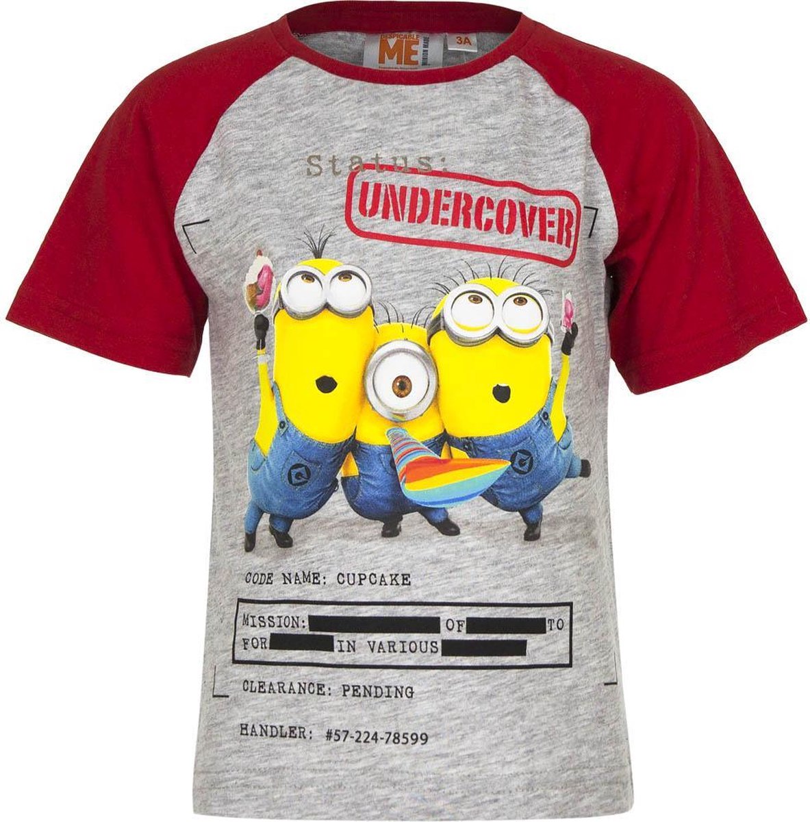Minion t-shirt - Undercover - rood/grijs - maat 104 (4 jaar)