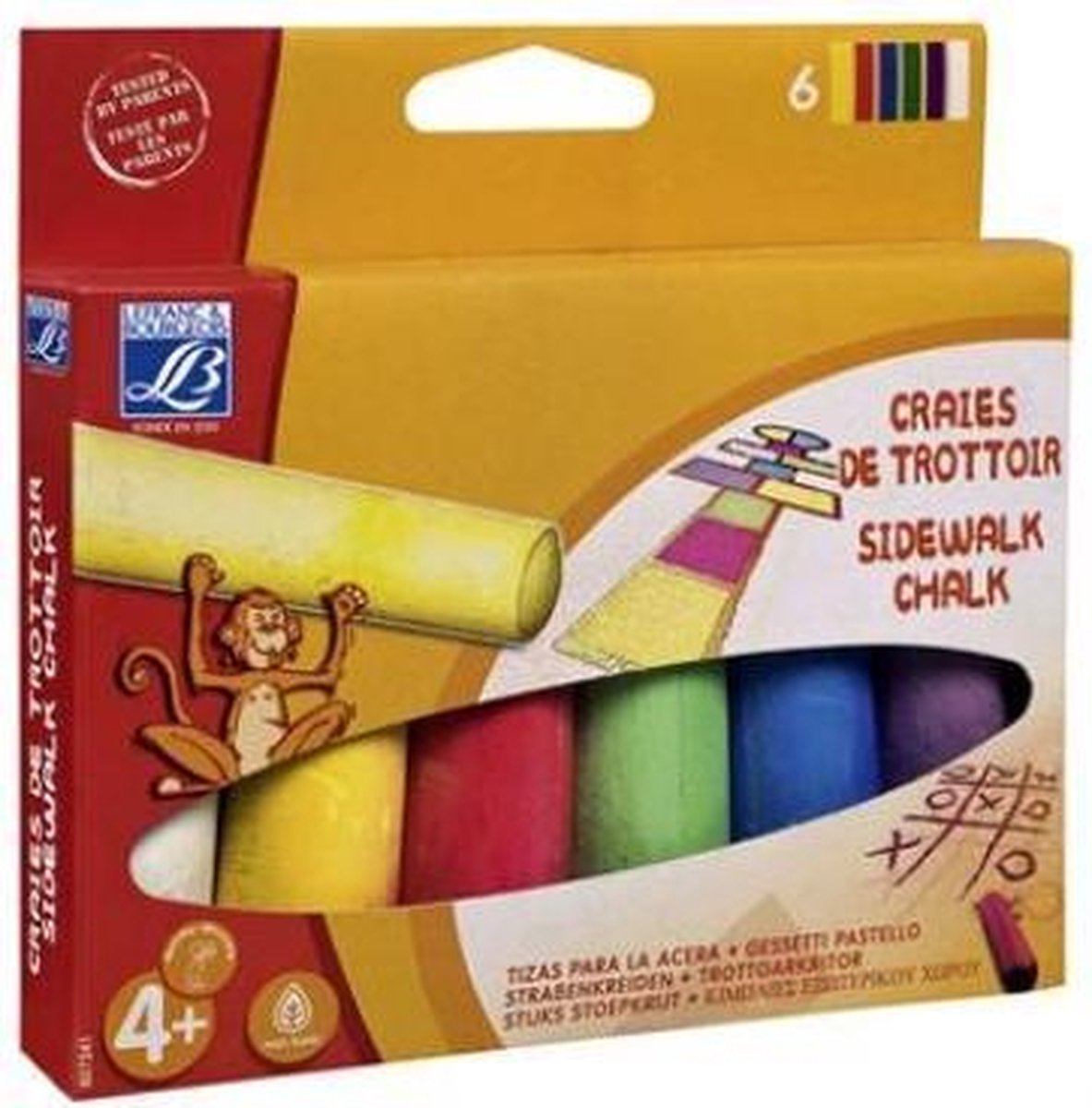 L&B stoepkrijt doosje 6 kleuren
