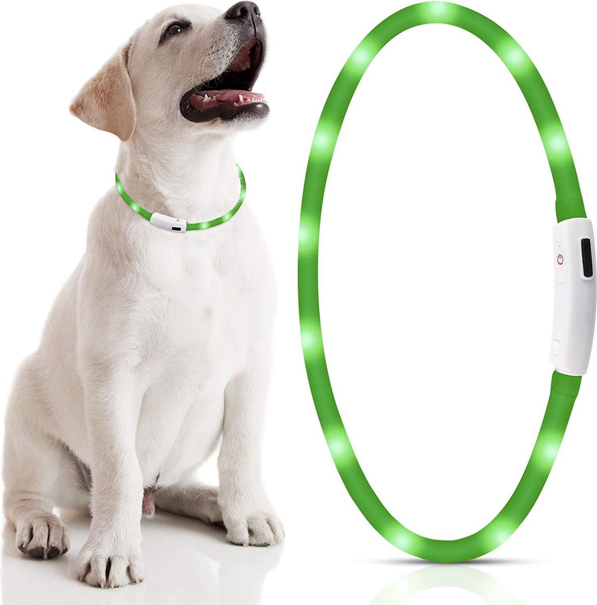 Doodadeals®  | Honden Halsband Led Verlichting | USB Oplaadbaar | Maat L | Groen | 70cm