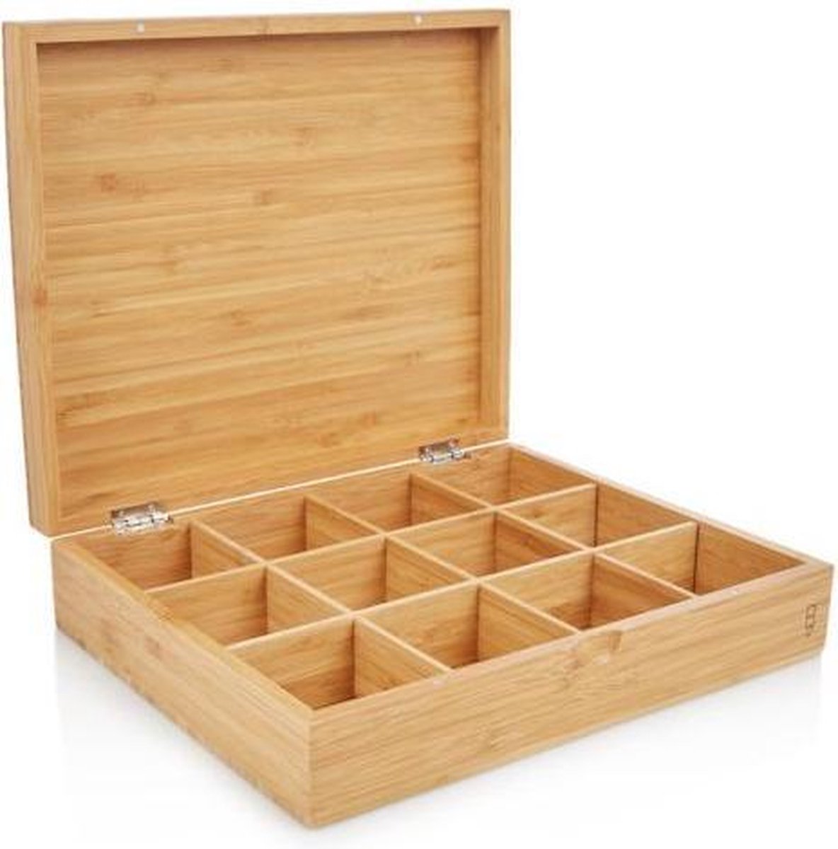 Point-Virgule Theedoos - Bamboe - Met 12 Vakjes - 28 x 23 x 6.3cm
