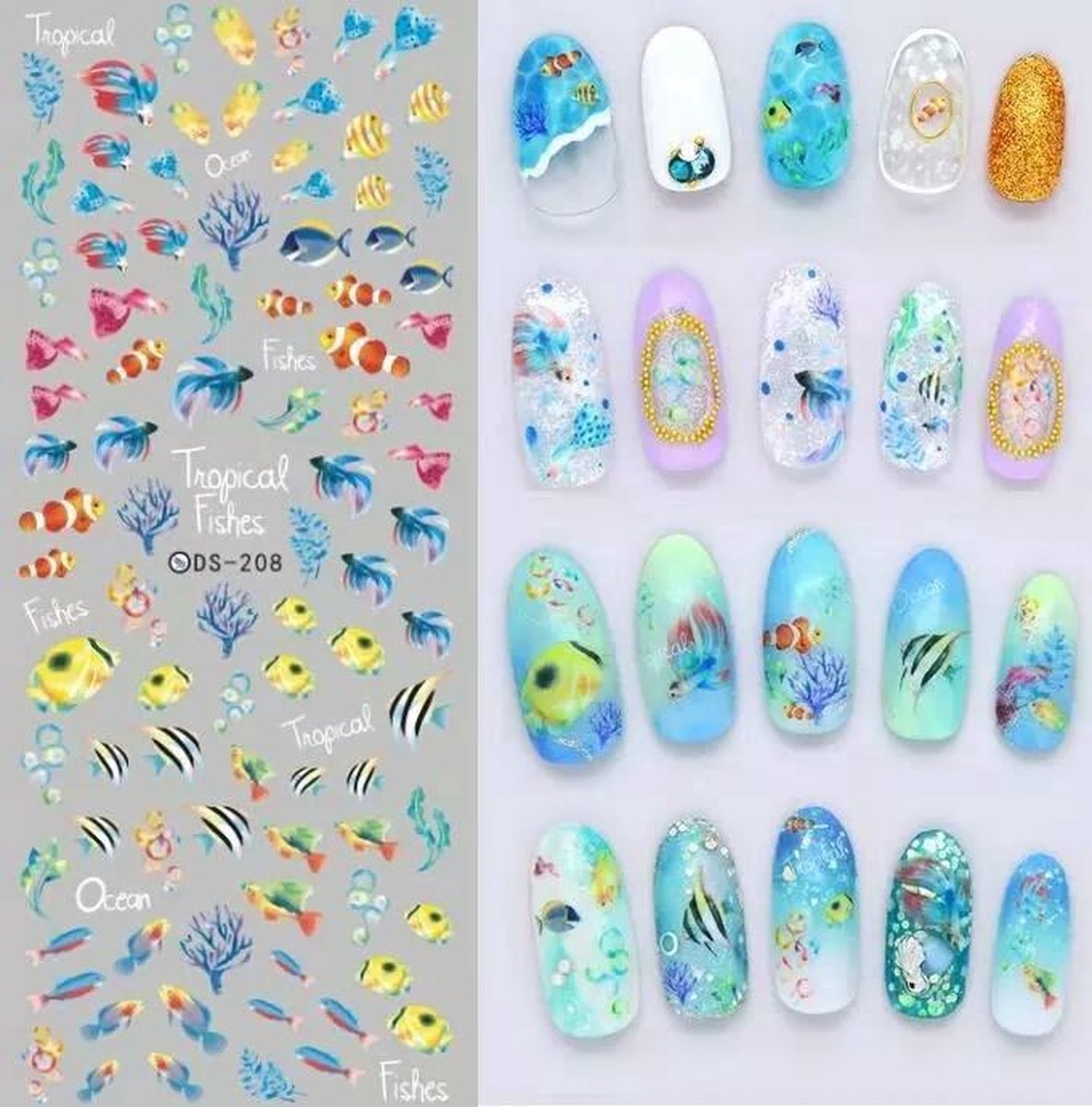 Nail art ocean visjes stickers nailart