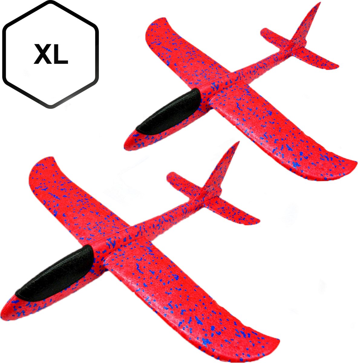 2x Zweefvliegtuig - Super groot Vliegtuig Speelgoed XL - Werp Vliegtuig Schuim - Rood
