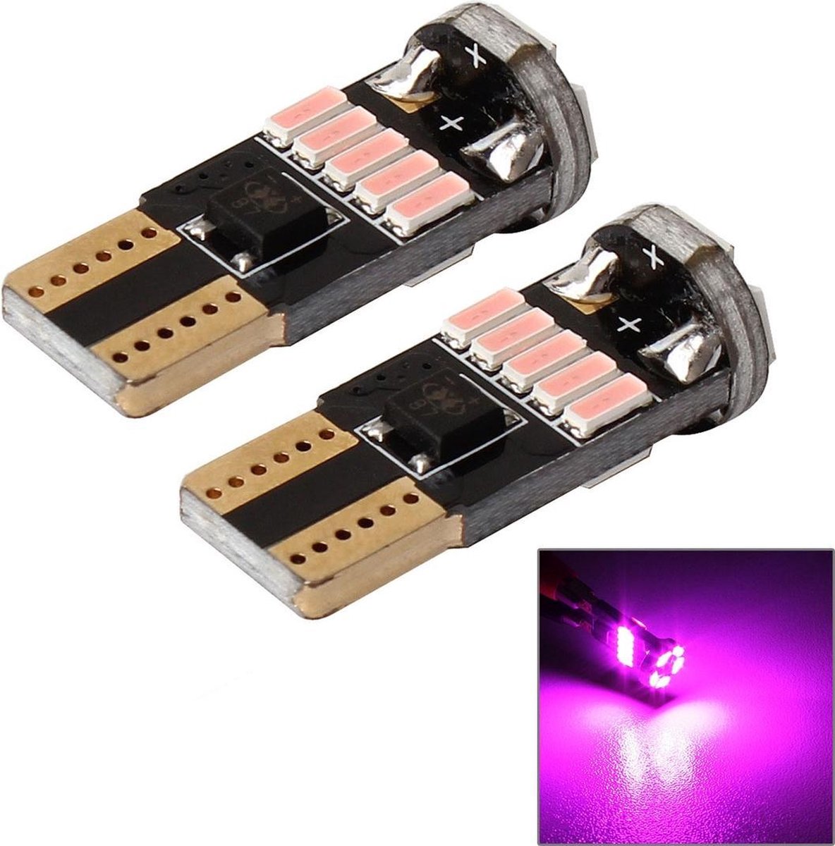 2 STUKS DC 12V 2W 240LM 5500K T10-4014-15SMD Autoruimte Lampafstand Licht Parkeerlichten ï¼ˆRoze lichtï¼‰