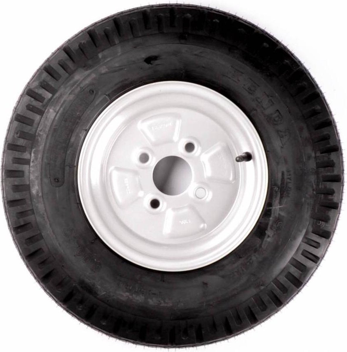 Compleet 10 inch wiel - 5.00-10 band + velg - opel steek: 4x100 - 355 kg - 4PR - 60 mm naafdiameter
