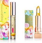 GLAMFOX Honey Flower Lipstick + Lipgloss 2 Stuks - 100% Echte Bloem - 24K Goudpoeder - Korean Skincare - Lip Plumper - Lip Plumping - Lipgloss Transparant - Lippenstift Langhoudend - Long Lasting -  Essence Make Up - Beauty - Make-up - Lip Makeup