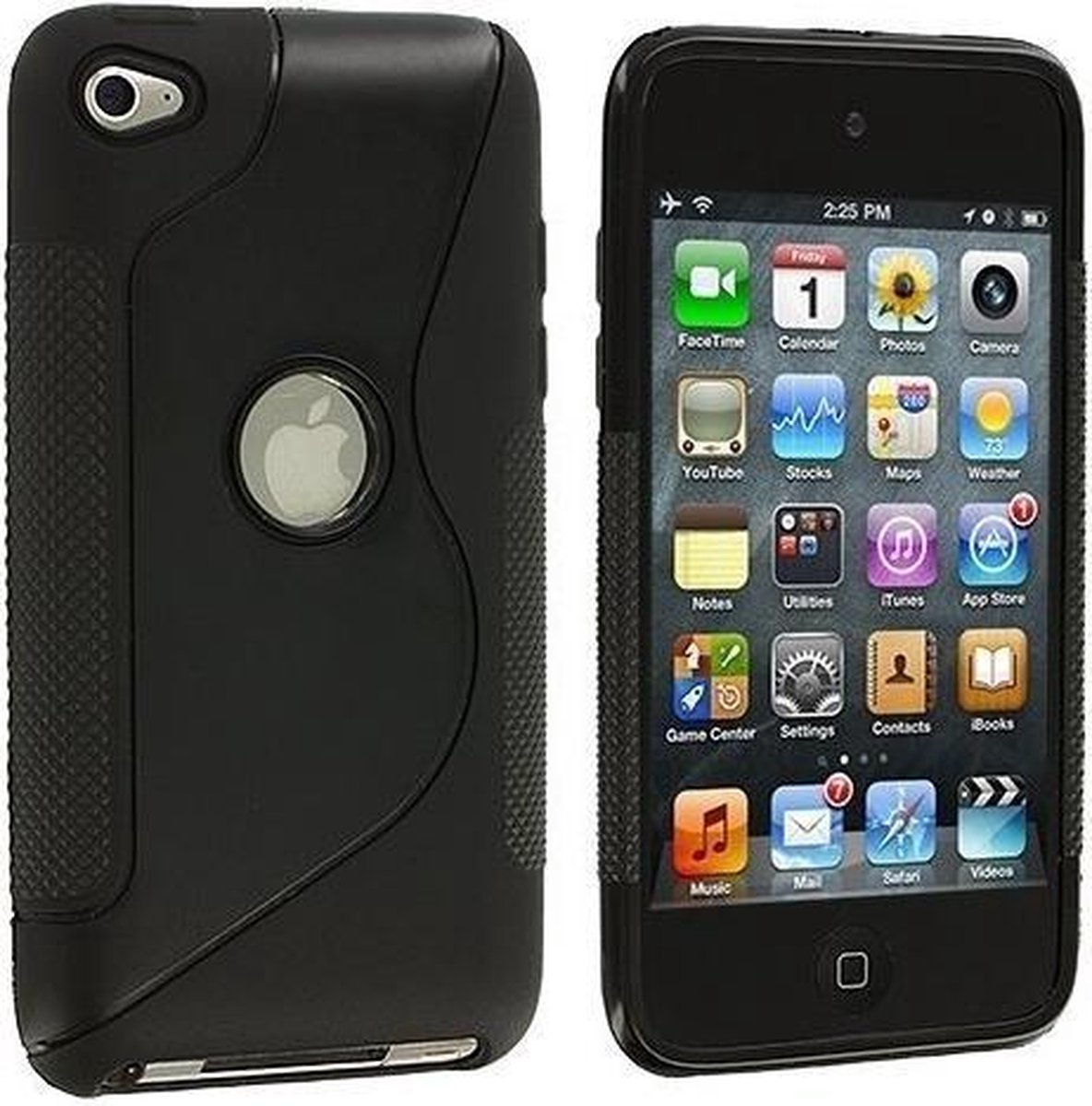 Apple iPod Touch 4 Silicone Case s-style hoesje Zwart
