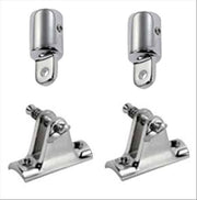 2x Holle dekplaten met pin/rvs  2x rvs eindstuk 22mm