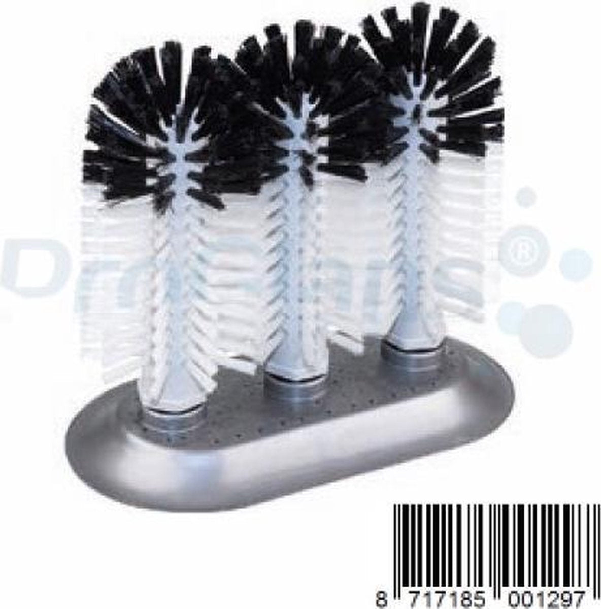 ProGlans® Spoelborstel voor (bier)glazen 3x18cm Grijs met kunststof zuigvoet