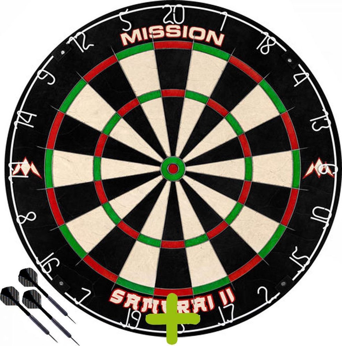Mission Axis Dartbord + 1 Set Black Brass