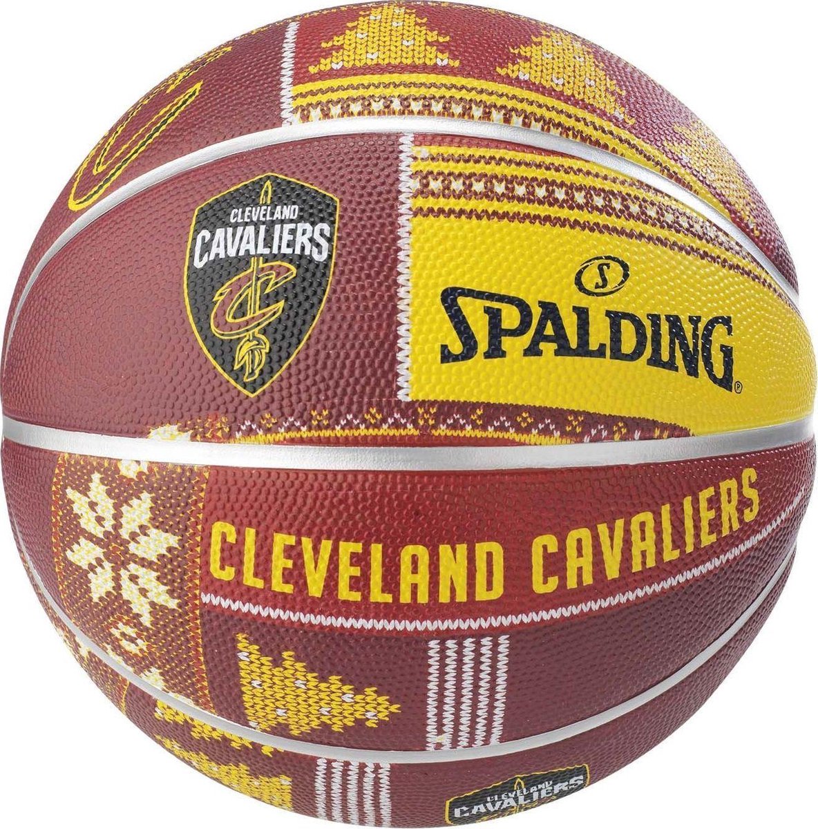 Spalding Cleveland Cavaliers Basketbal Heren - Bordeaux / Geel | Maat: 7