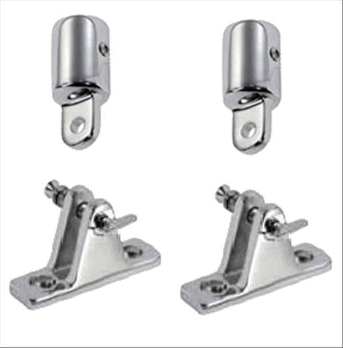 2x Rechte dekplaten met pin/rvs    2x eindstuk 22 mm