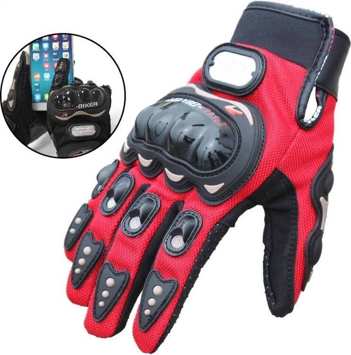 Motorhandschoenen - Rood - Handschoenen Motor & Scooter - Maat M - Touchscreen - Bescherming