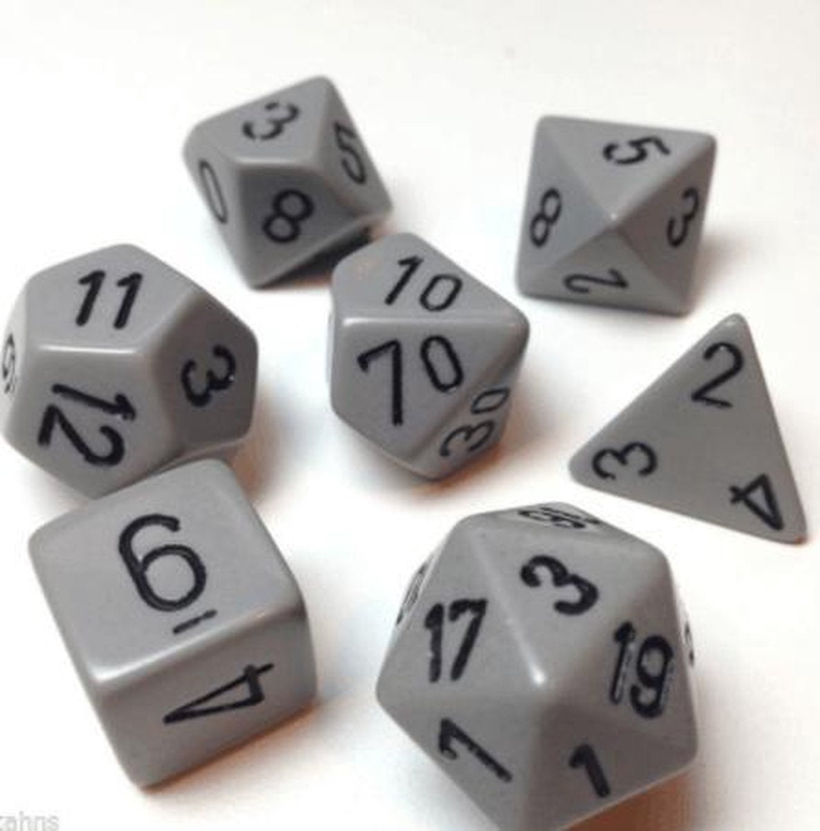 7-delige Polydice / dobbelstenen Set voor Dungeons & Dragons |Grijs met Zwart