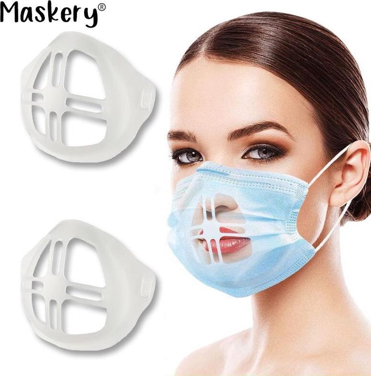 Maskery Mondmasker Beugel 2 stuks - Mondkapje - Plastic Mondkapje - Lippenstift vriendelijk - Meer ruimte om te ademen - Mondmasker bracket - Wasbaar - Mondmasker houder - Beugel - 3D-beugel - Verhoging van de ademruimte