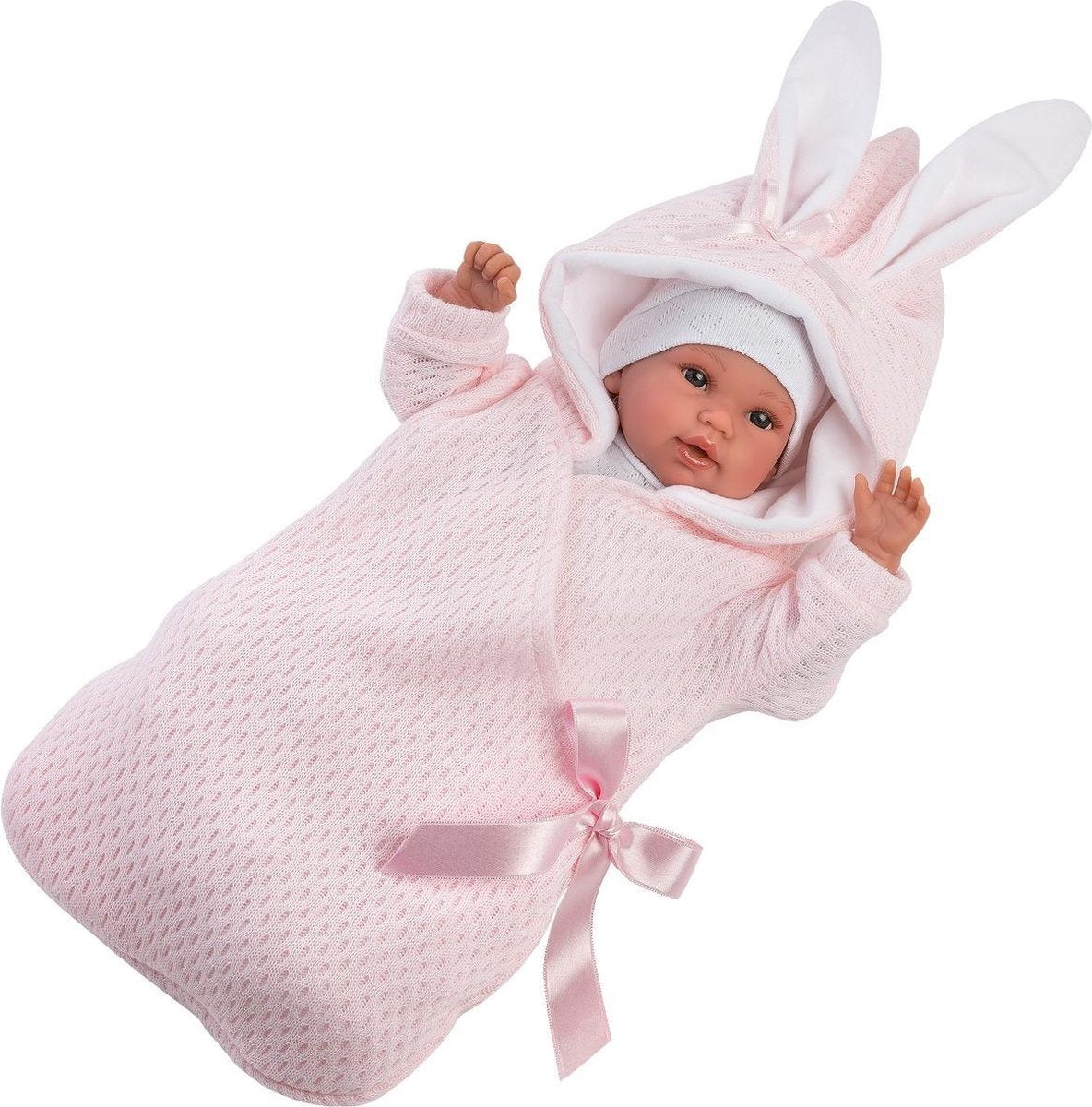 Llorens blanke pop met omslag doek rose 36 cm