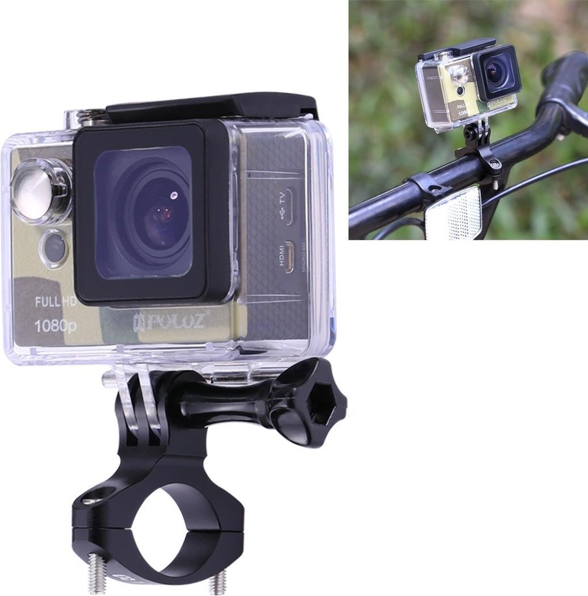 Stuur Bevestiging Aluminium Mount Fiets Universeel voor Gopro en Andere Actiecamera's | Zwart / Black