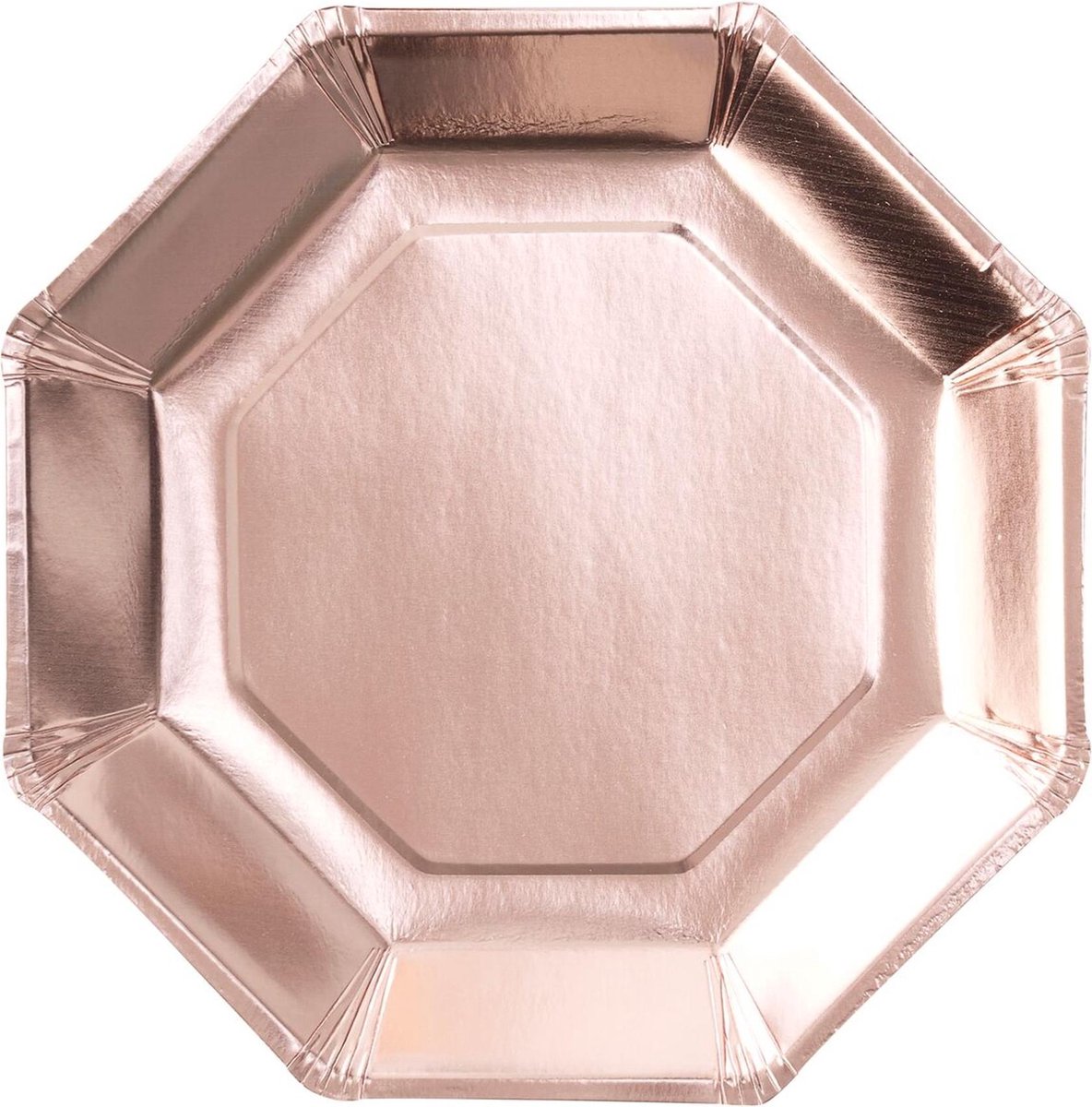 8 kartonnen achthoekige roségouden metallic boden - Feestdecoratievoorwerp