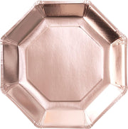 8 kartonnen achthoekige roségouden metallic boden - Feestdecoratievoorwerp