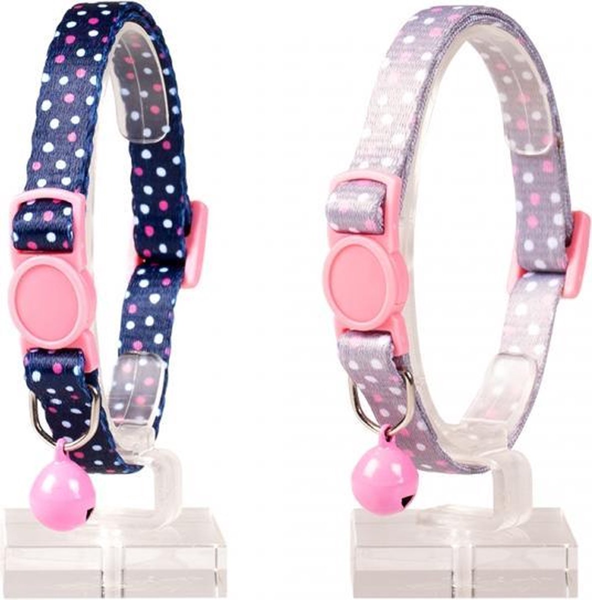 Duvo+ Kattenhalsband bolletjes nylon Beige 20-30cm / 10mm