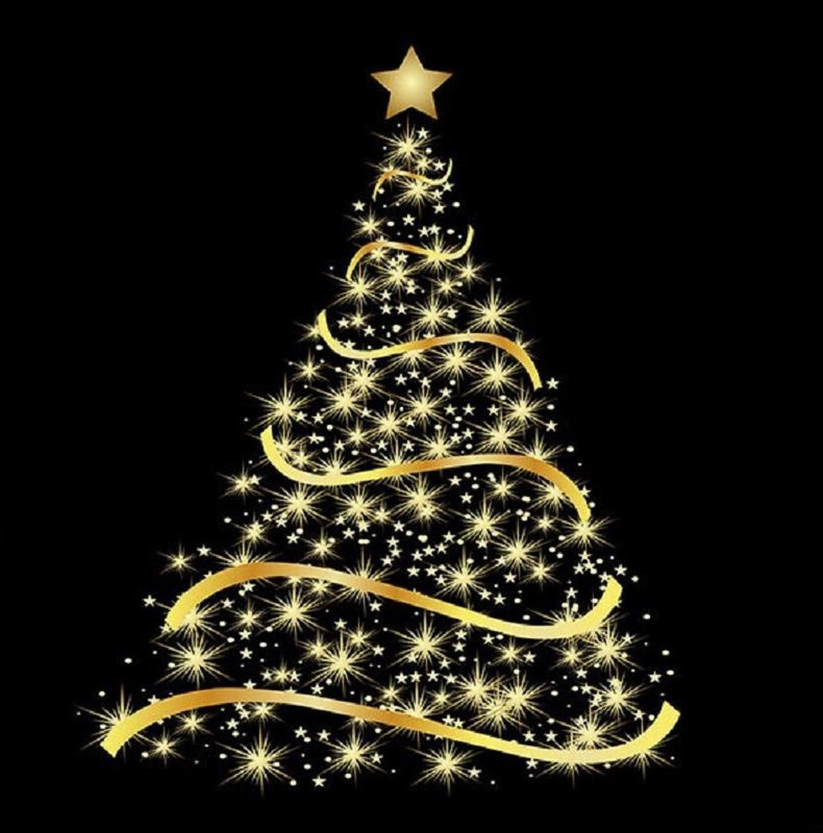 160x Zwarte kerst thema servetten met gouden kerstboom 33 x 33 cm - Papieren kerstservetten - Papieren wegwerpservetten 3-laags