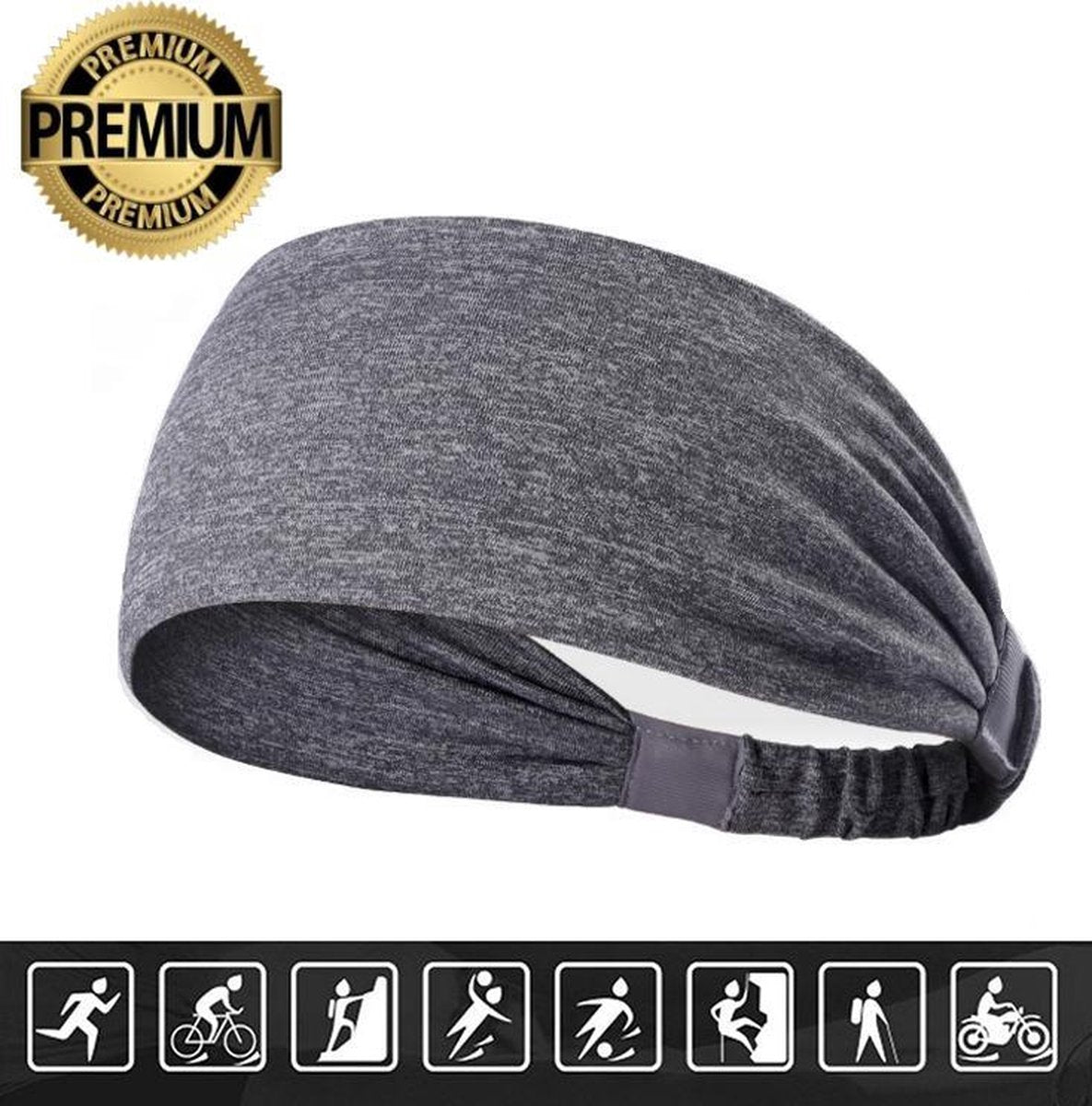 Haarband – Sporthaarband – Fitness - Yoga Haarband – Zweetband – Hoofdband Dames Haarband – Heren Haarband - Bandana - Licht Grijs