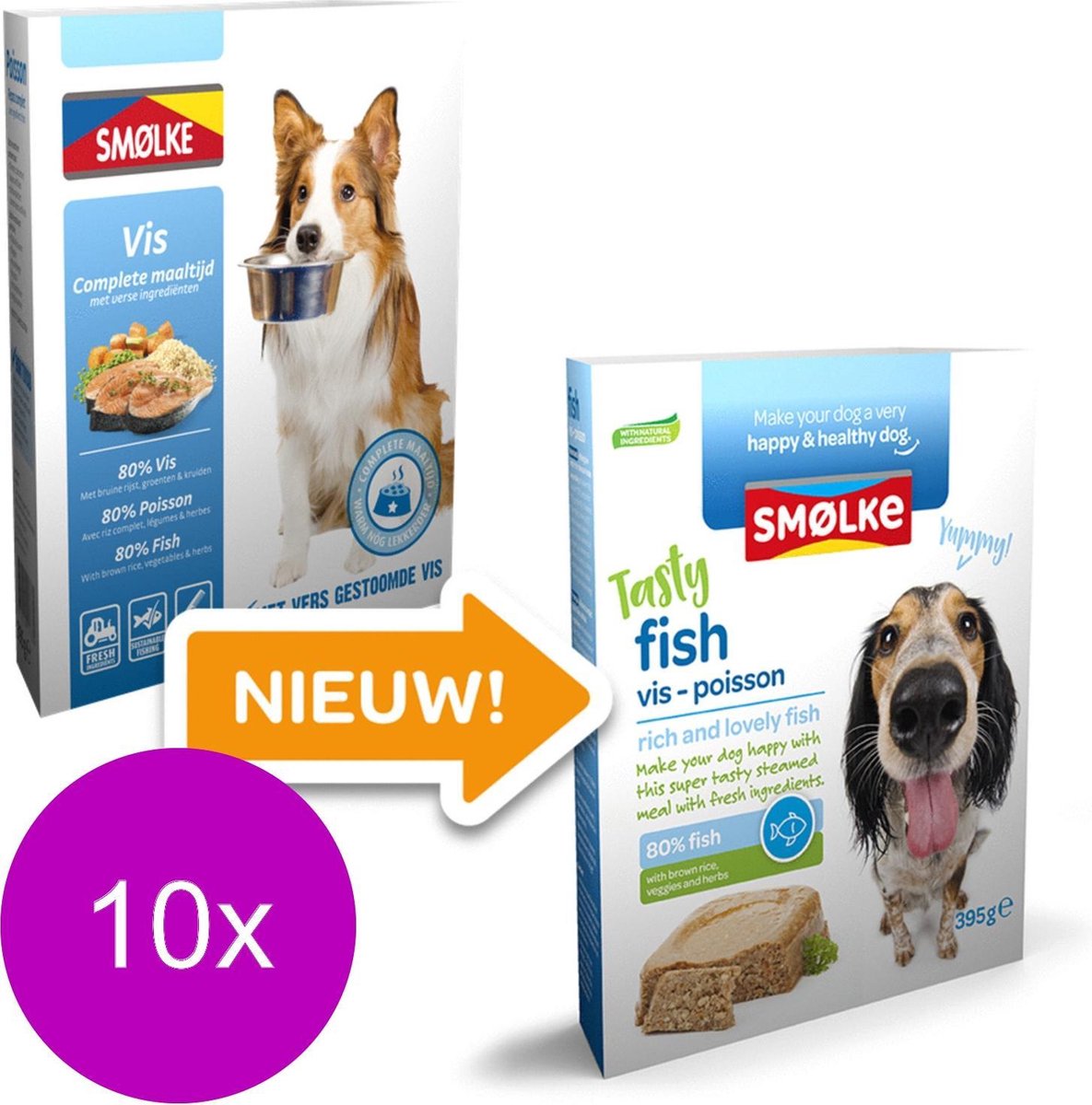 Smolke vers gestoomd vis hondenvoer 395 gr