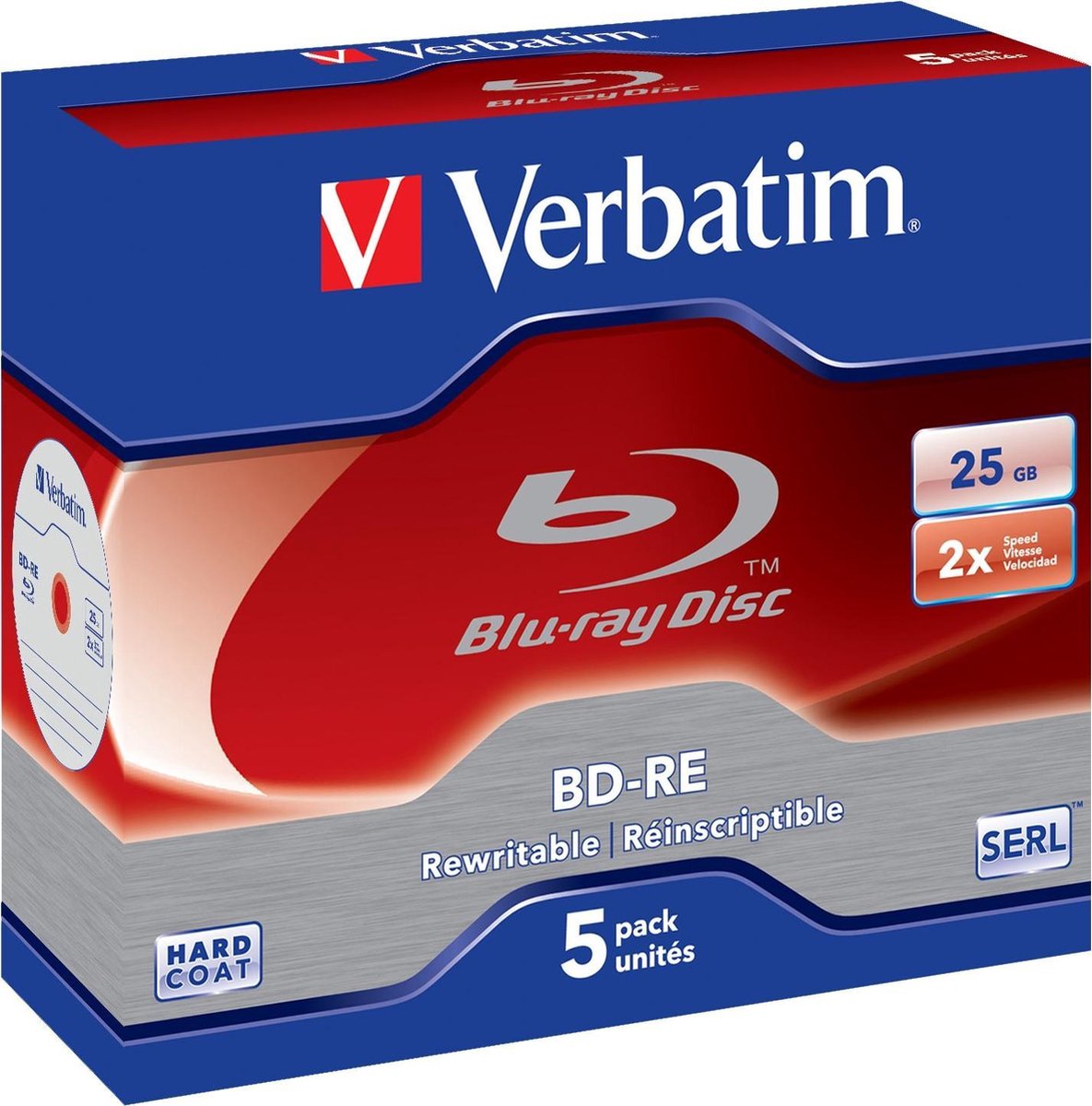 Verbatim BD-RE SL 25GB 2x JC WHITE BLUE SURFACE - Rohling
