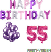 55 jaar Verjaardag Versiering Ballon Pakket Pastel & Roze