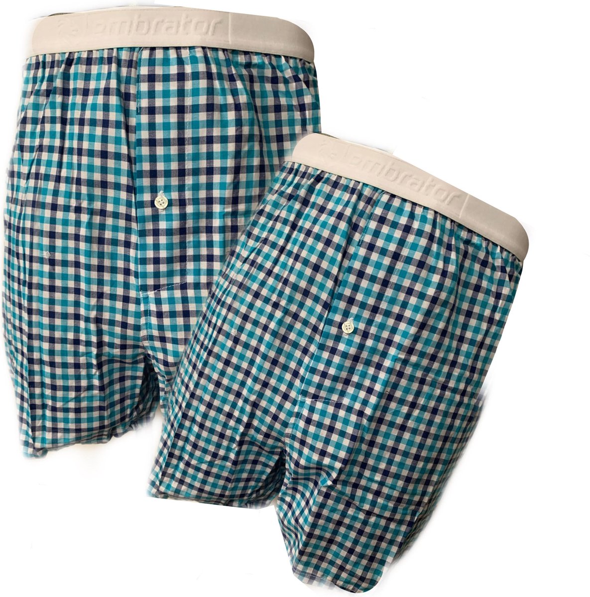Embrator 2-stuks mannen Boxershort geweven katoen donkerblauw/turquoise 4XL