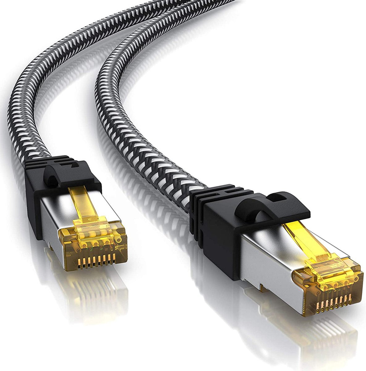 Cat 7 | F/FTP | Netwerkkabel | Patchkabel | Afgeschermd | Nylon braid mantel | 10 Gbps | 3 meter | Zwart | Allteq