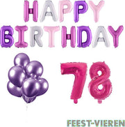78 jaar Verjaardag Versiering Ballon Pakket Pastel & Roze