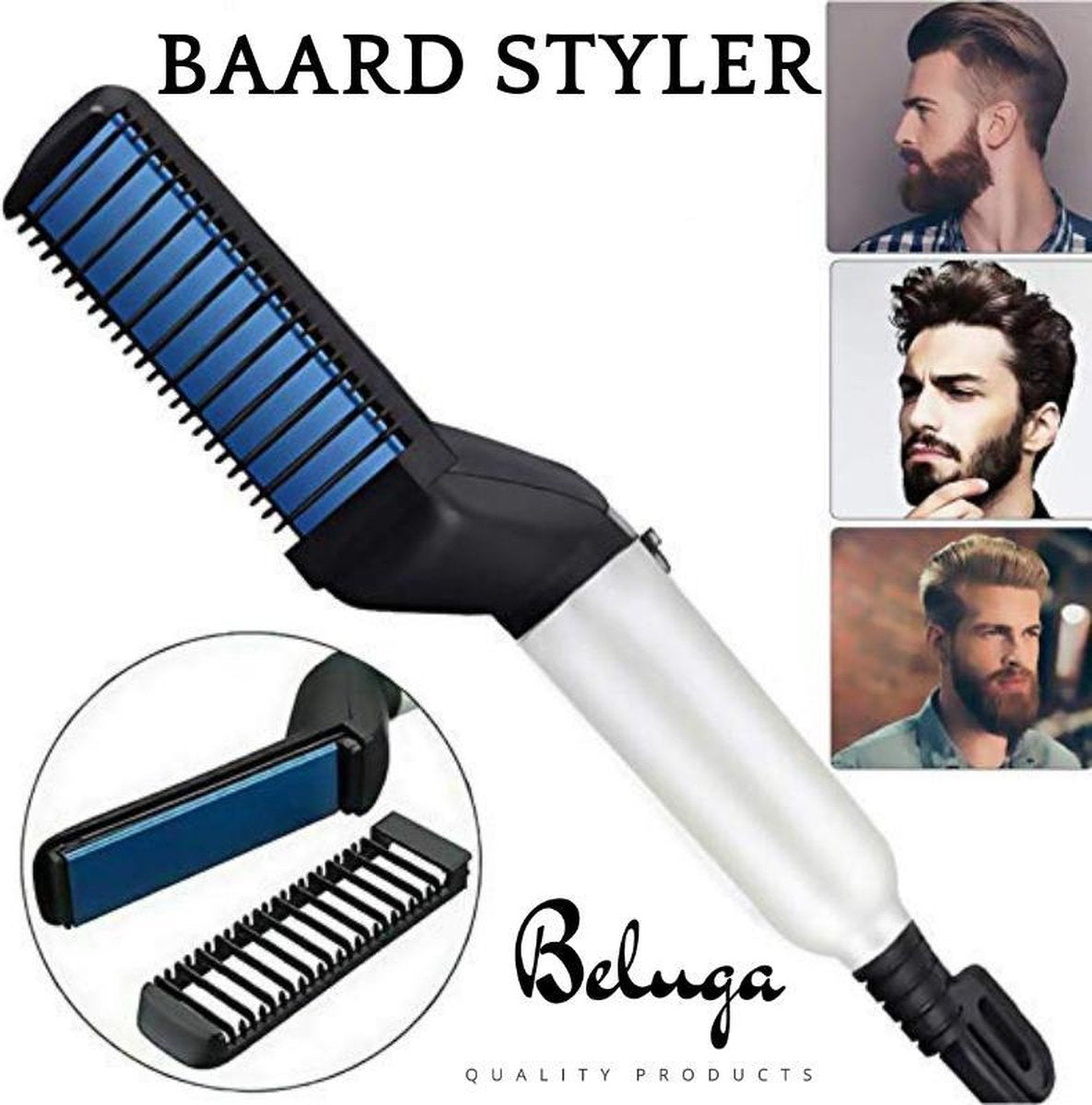 Elektronische baard & hoofd Kam/ Borstel - Baardkam - Baardstyler - Baardstijler - Baardverzorging - Baardborstel - Stijltang - Baardstyling - Baardgroei - Geschenk voor mannen - Grooming - Elektronische baardborstel