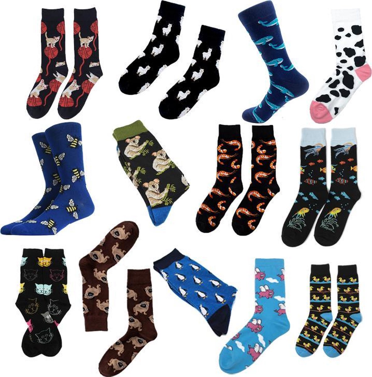 Dieren sokken voordeelpakket - Katten sokken - Honden sokken - Oceaan sokken - One size fits all - Unisex