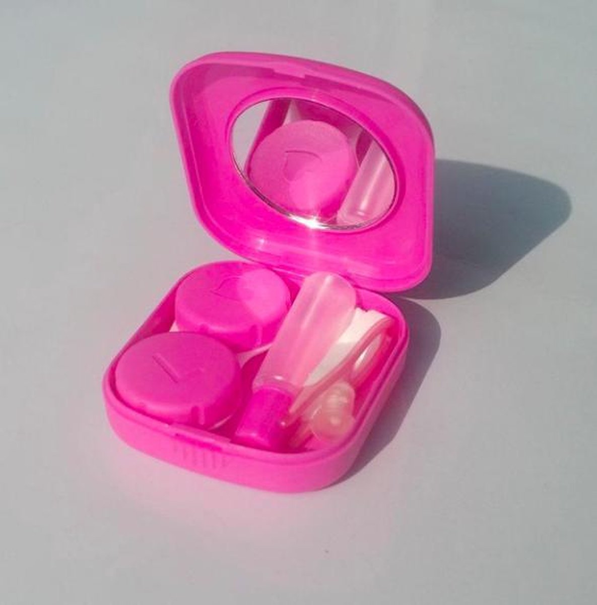 Without lemons Lensdoosje met spiegel ROZE| 5 delig | Handig voor onderweg |Handig voor in je handtas |Reizen | Musthave| Make-up tas | contactlenzen doosje |lenzenbakje