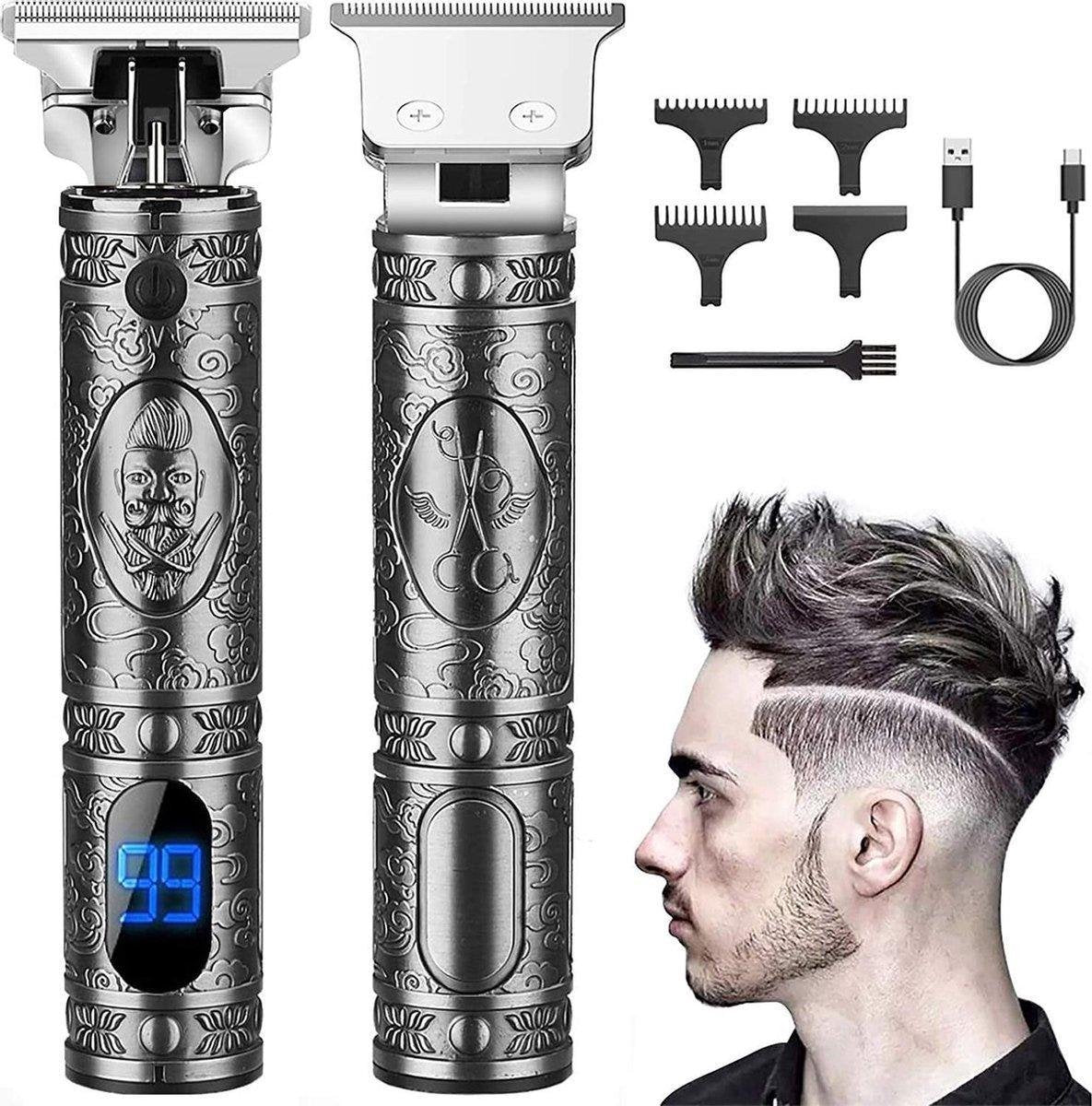 iBello Vintage Baard & Haar Trimmer  - Metaal - Oplaadbaar - Draadloos