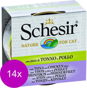 Schesir Natvoer in boullion - Tonijn en kipfilet - 14 stuks à 70 gram