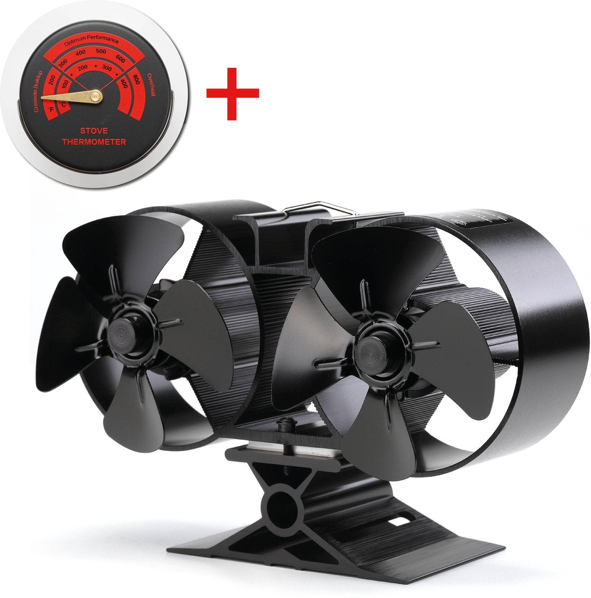 LotaHome®- Houtkachelventilator - Haardventilator -  Ecofan - COMBI DEAL - Inclusief Thermometer - Kachelventilator - Houtkachel Warmte Verspreider – Duurzaam - Dubbele ventilatoren