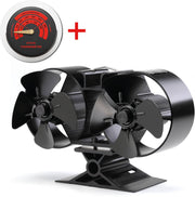 LotaHome®- Houtkachelventilator - Haardventilator -  Ecofan - COMBI DEAL - Inclusief Thermometer - Kachelventilator - Houtkachel Warmte Verspreider – Duurzaam - Dubbele ventilatoren