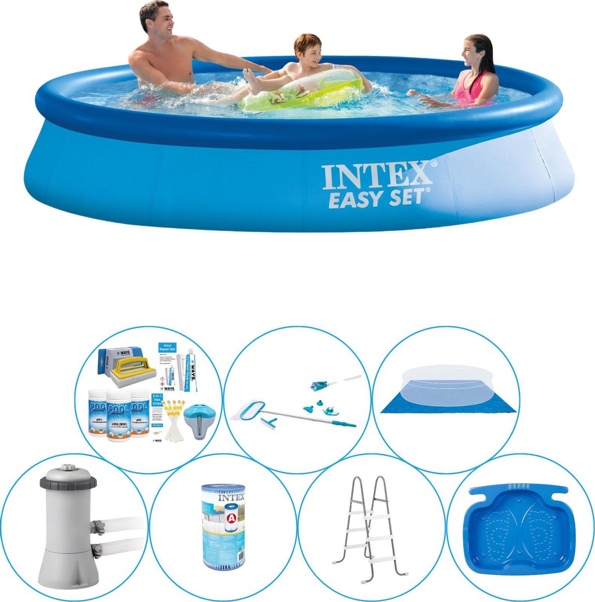 Zwembad Comfort Pakket - 8-delig - Intex Easy Set Rond 366x76 cm