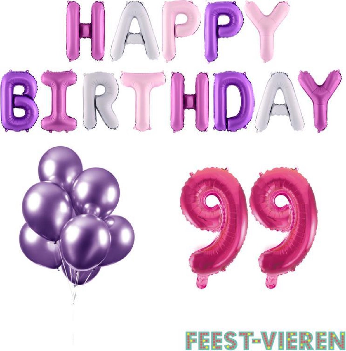 99 jaar Verjaardag Versiering Ballon Pakket Pastel & Roze