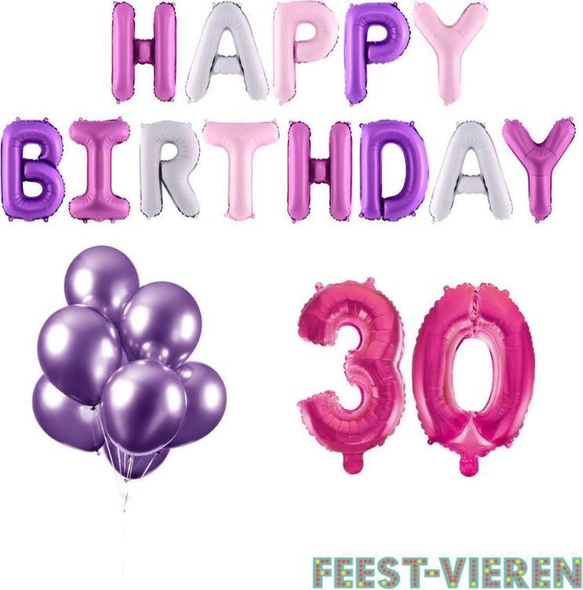 30 jaar Verjaardag Versiering Ballon Pakket Pastel & Roze