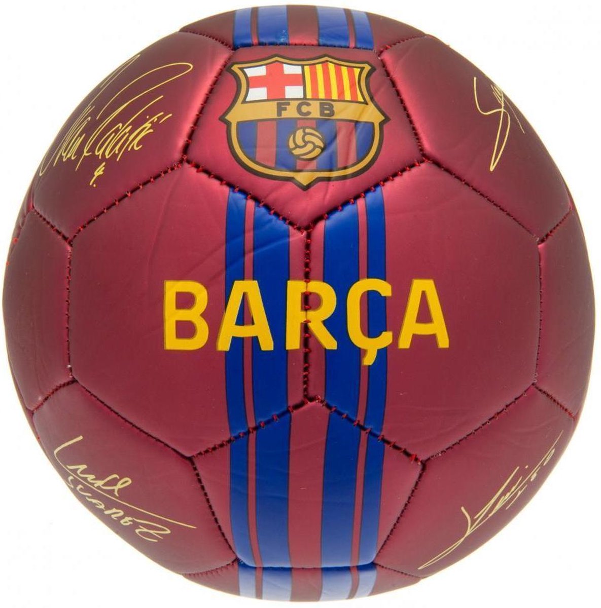 FC Barcelona Bal groot rood metallic handtekeningen